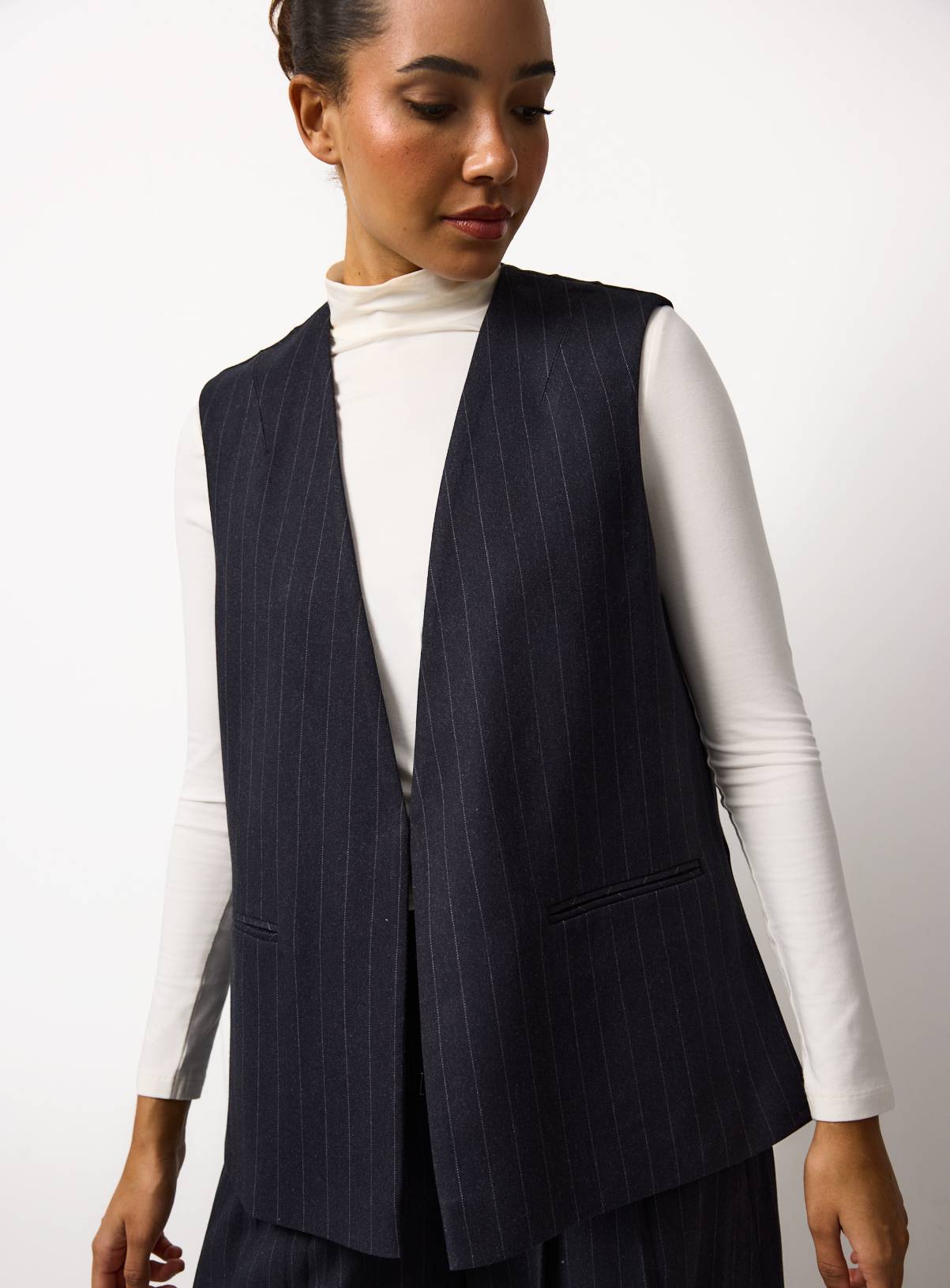 Navy Pinstripe Waistcoat 8 - Image 1