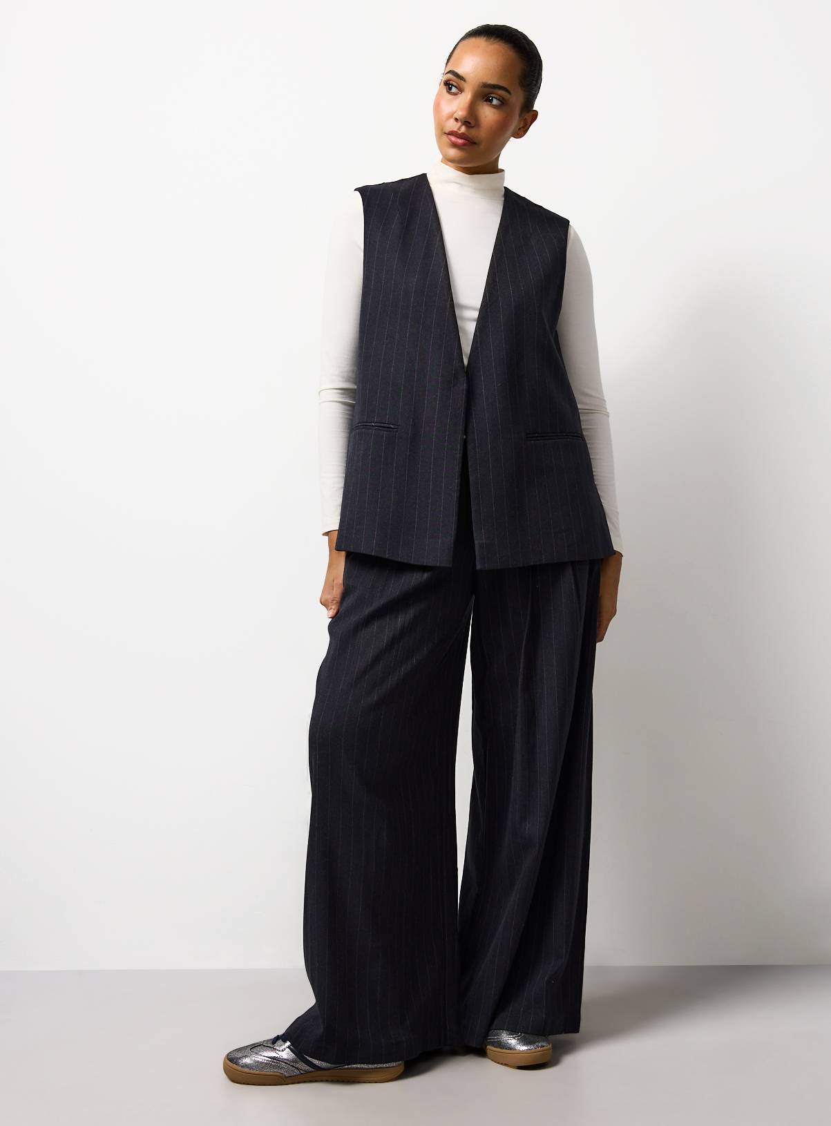 Navy Pinstripe Waistcoat 8 - Image 3
