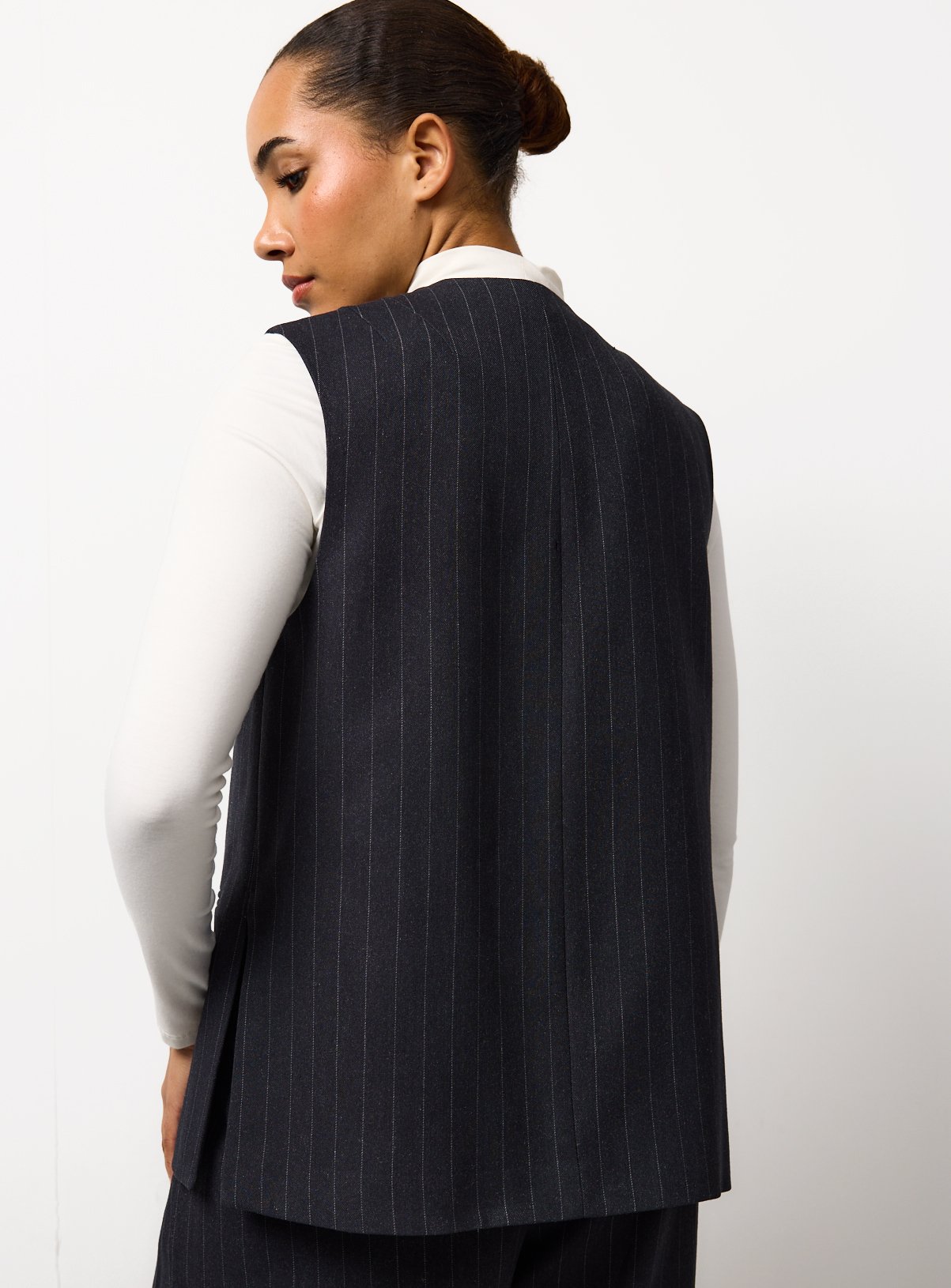 Navy Pinstripe Waistcoat 8 - Image 4 thumbnail
