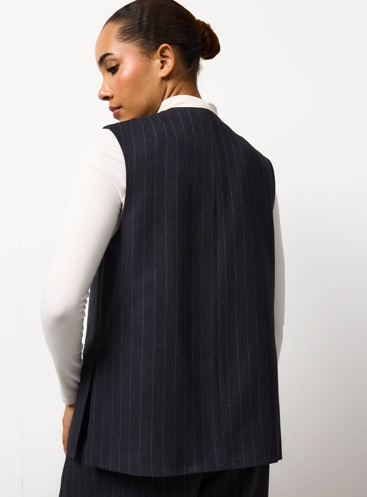 Navy Pinstripe Waistcoat 8 - Image 4