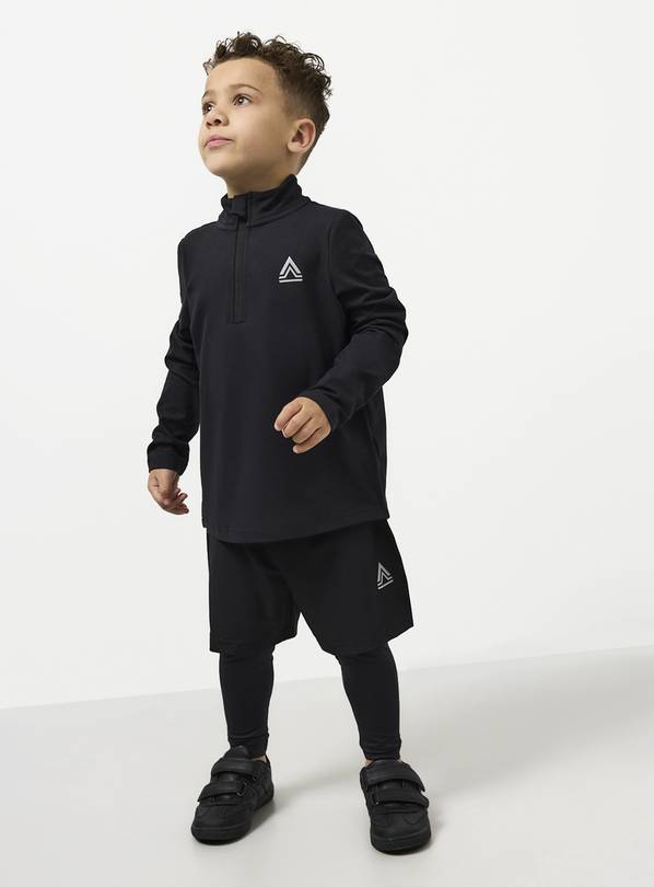 Black Active Shorts & Base Layer Set 11 years