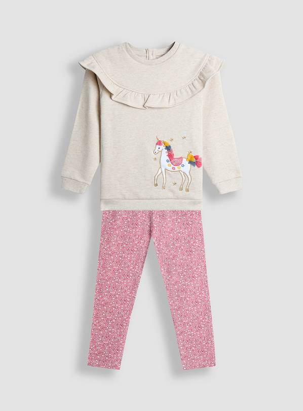 JOJO MAMAN BÉBÉ Unicorn Applique Frill Sweatshirt And Legging Set 6-12 months