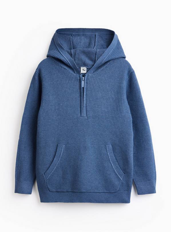 Blue Stonewashed Knitted Hoodie 5 years