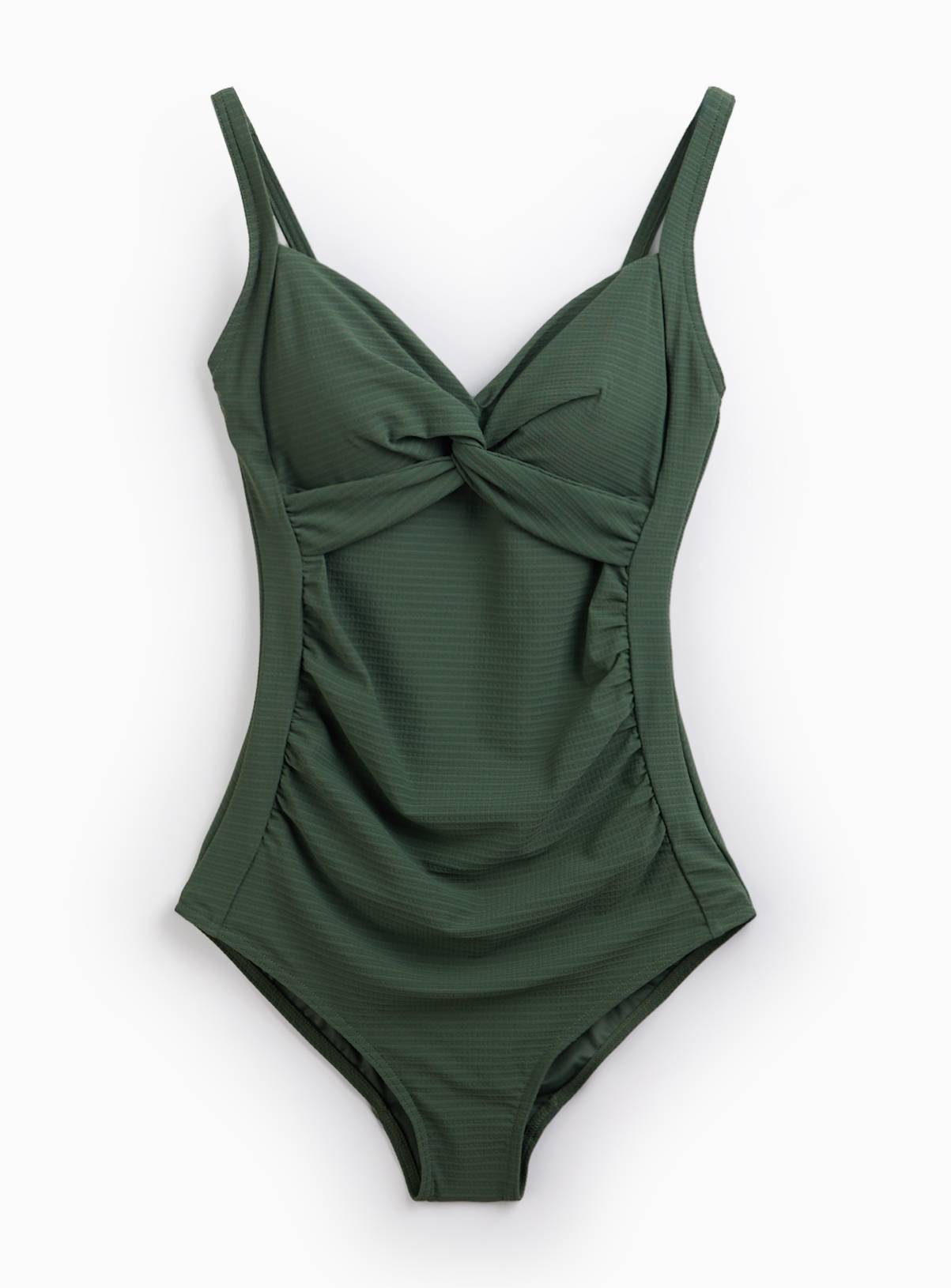 Khaki Textured Low Leg Swimsuit 20 - Image 3
