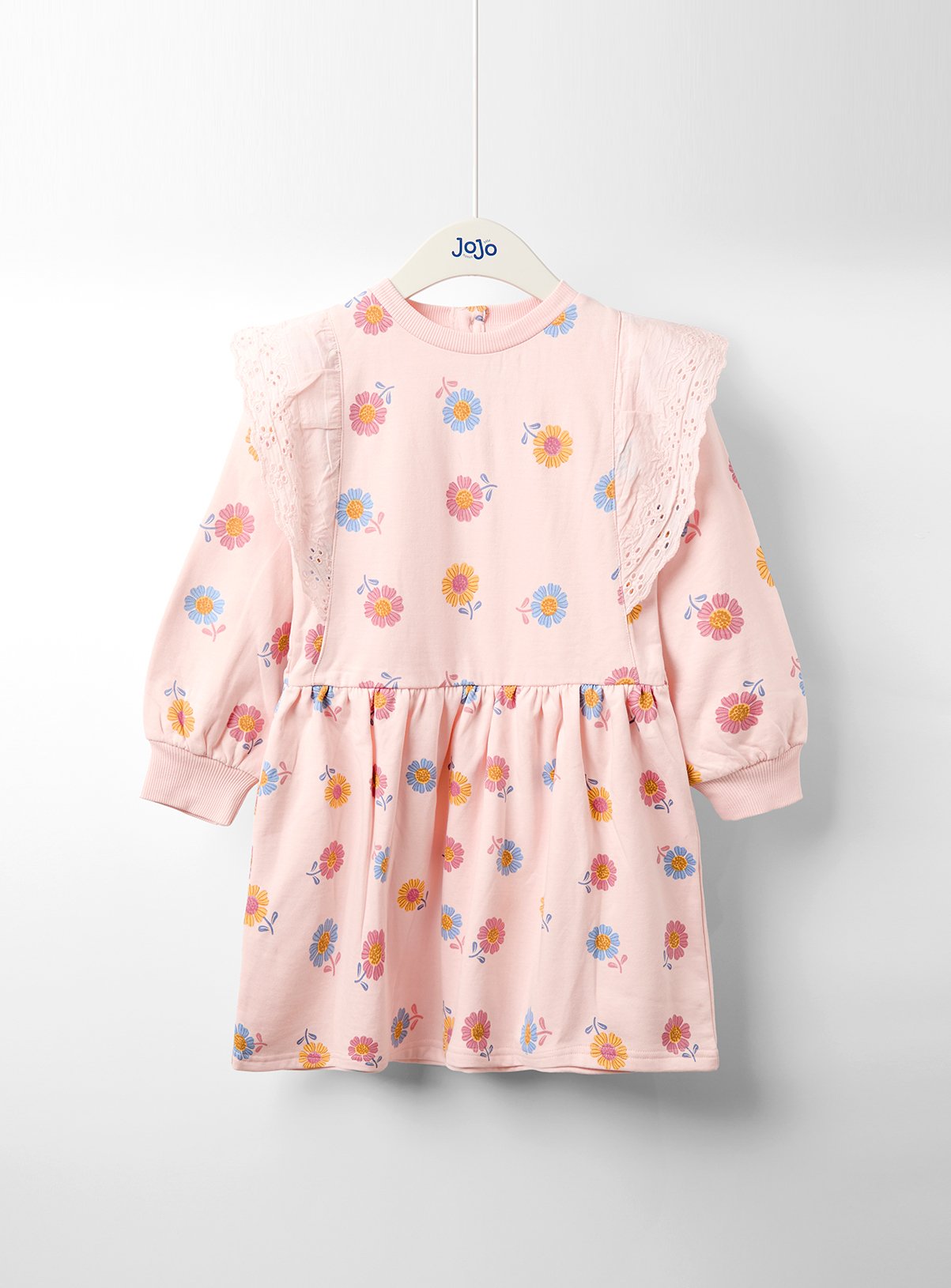 JOJO MAMAN BÉBÉ Floral Frill Shoulder Sweat Dress 3-4 Years - Image 1 thumbnail