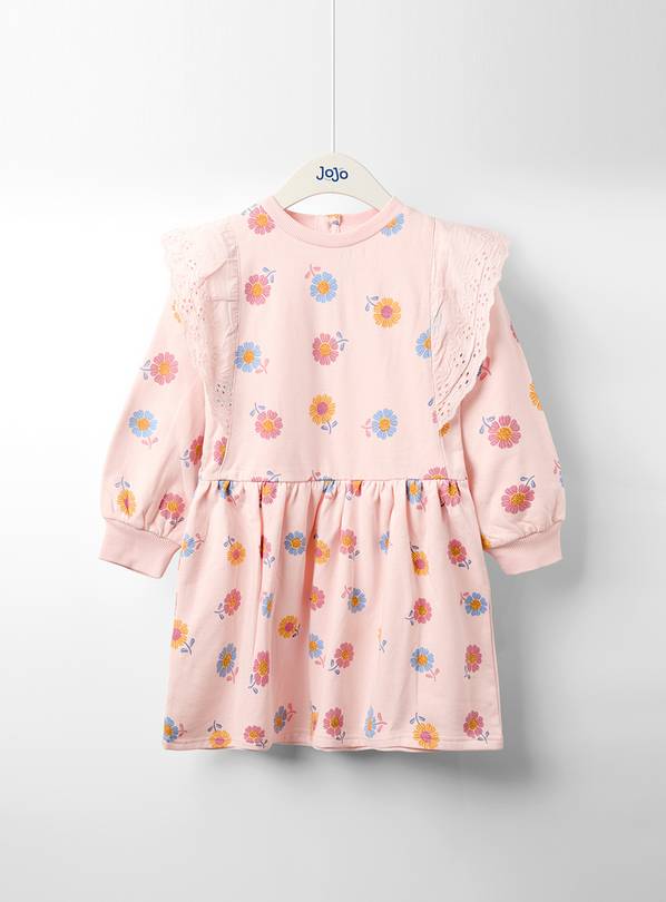 JOJO MAMAN BÉBÉ Floral Frill Shoulder Sweat Dress 4-5 Years