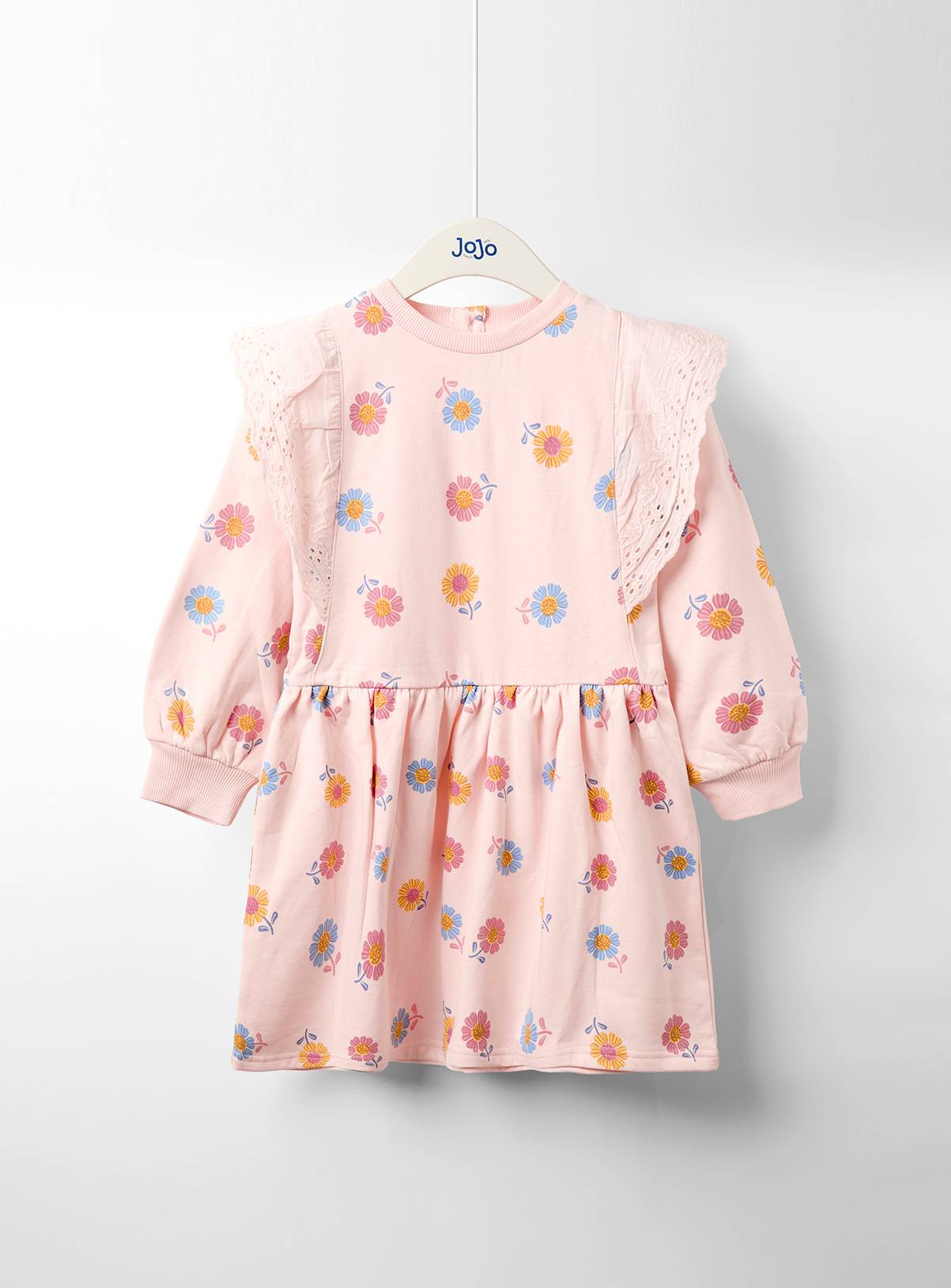 JOJO MAMAN BÉBÉ Floral Frill Shoulder Sweat Dress 3-4 Years - Image 1