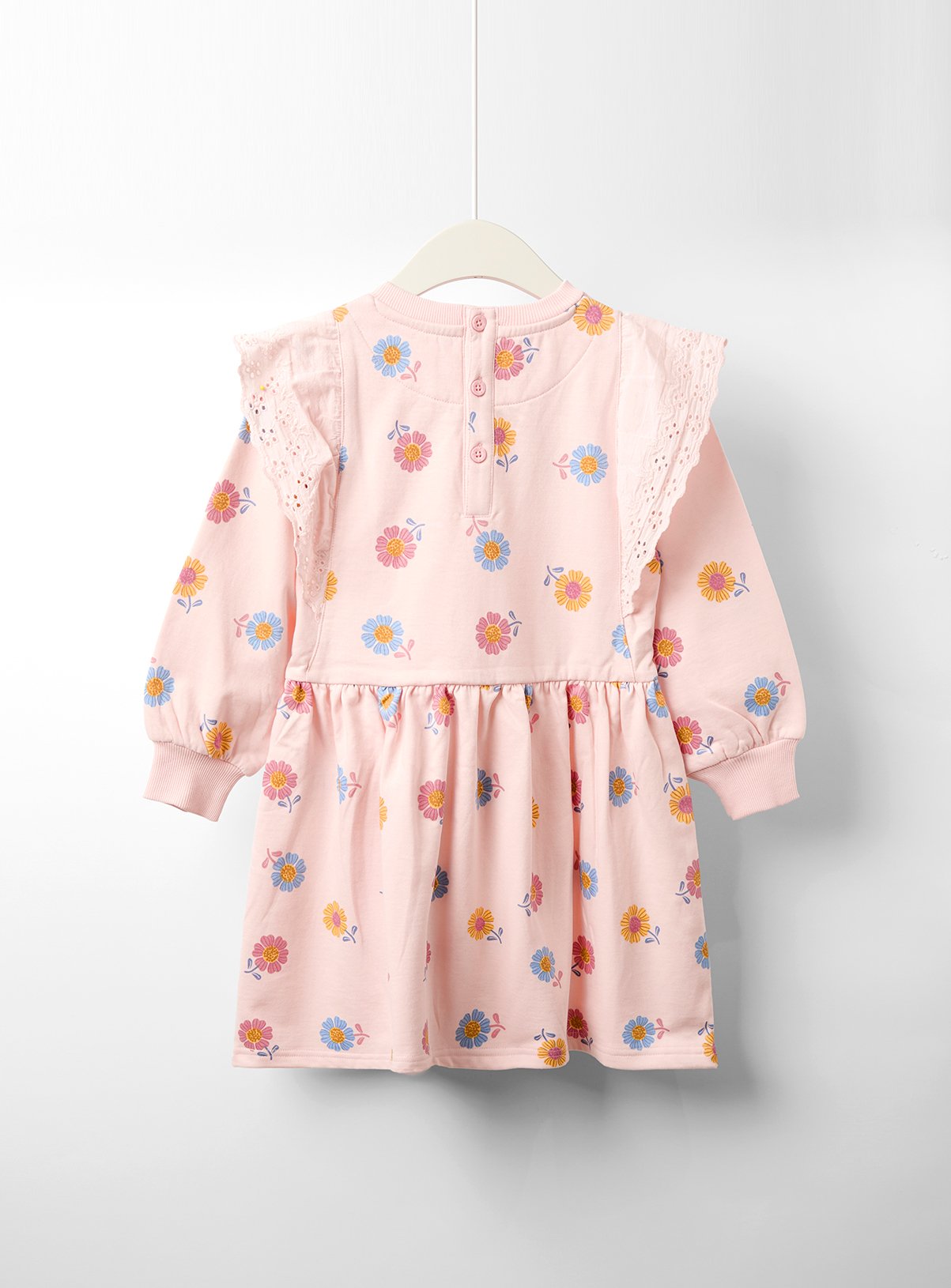 JOJO MAMAN BÉBÉ Floral Frill Shoulder Sweat Dress 3-4 Years - Image 2 thumbnail