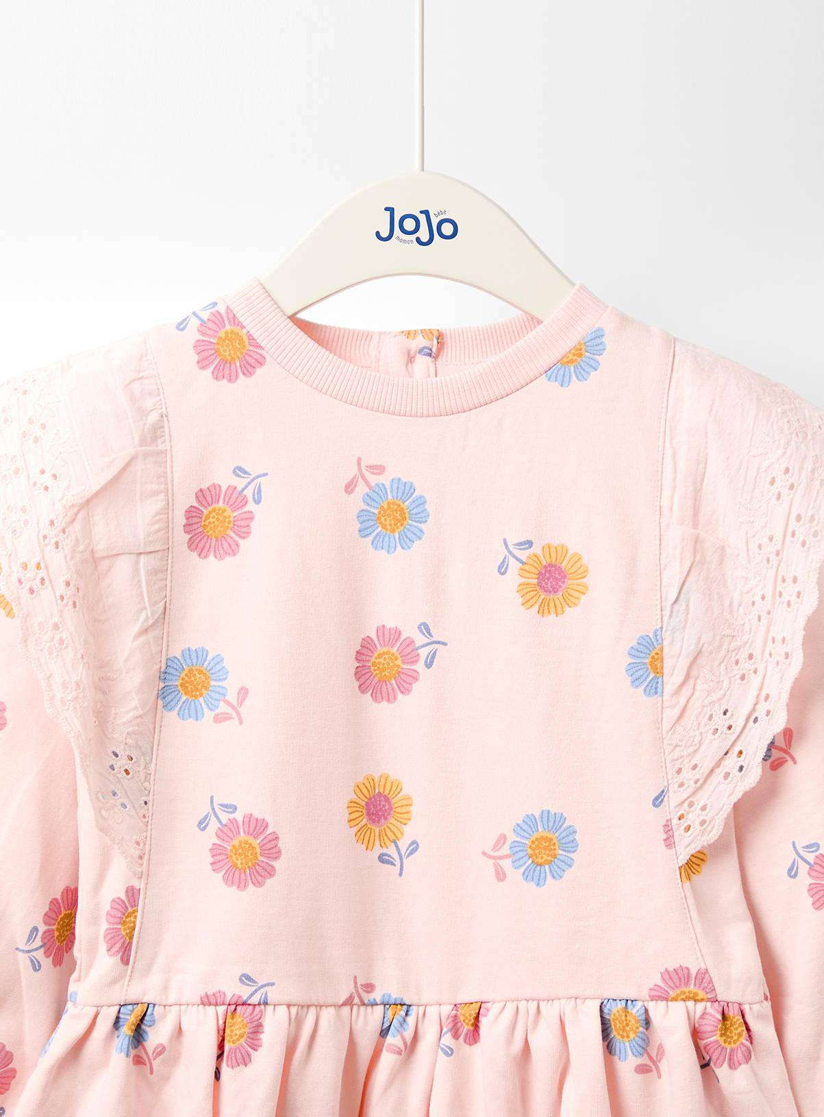 JOJO MAMAN BÉBÉ Floral Frill Shoulder Sweat Dress 3-4 Years - Image 3
