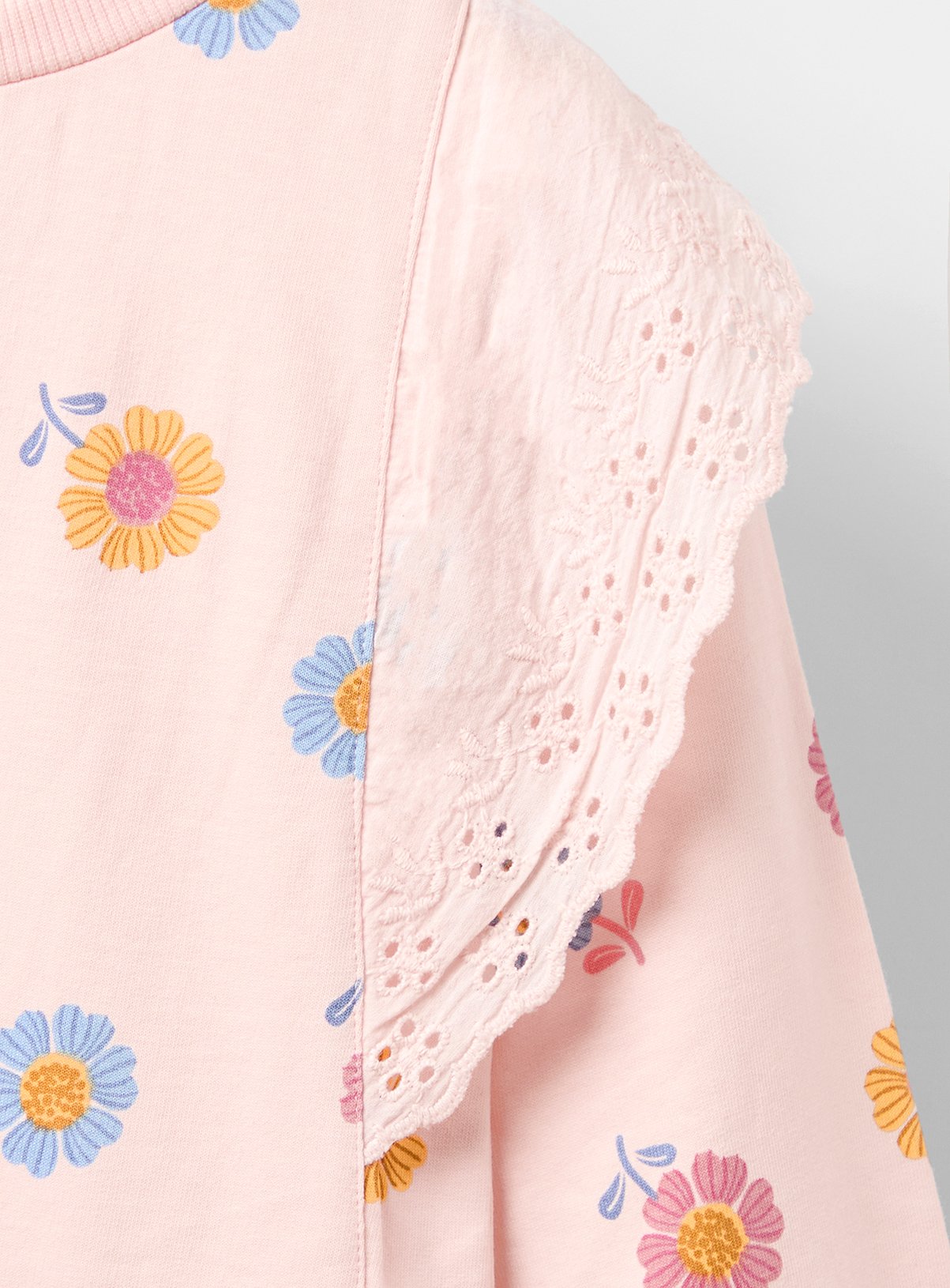 JOJO MAMAN BÉBÉ Floral Frill Shoulder Sweat Dress 3-4 Years - Image 4 thumbnail