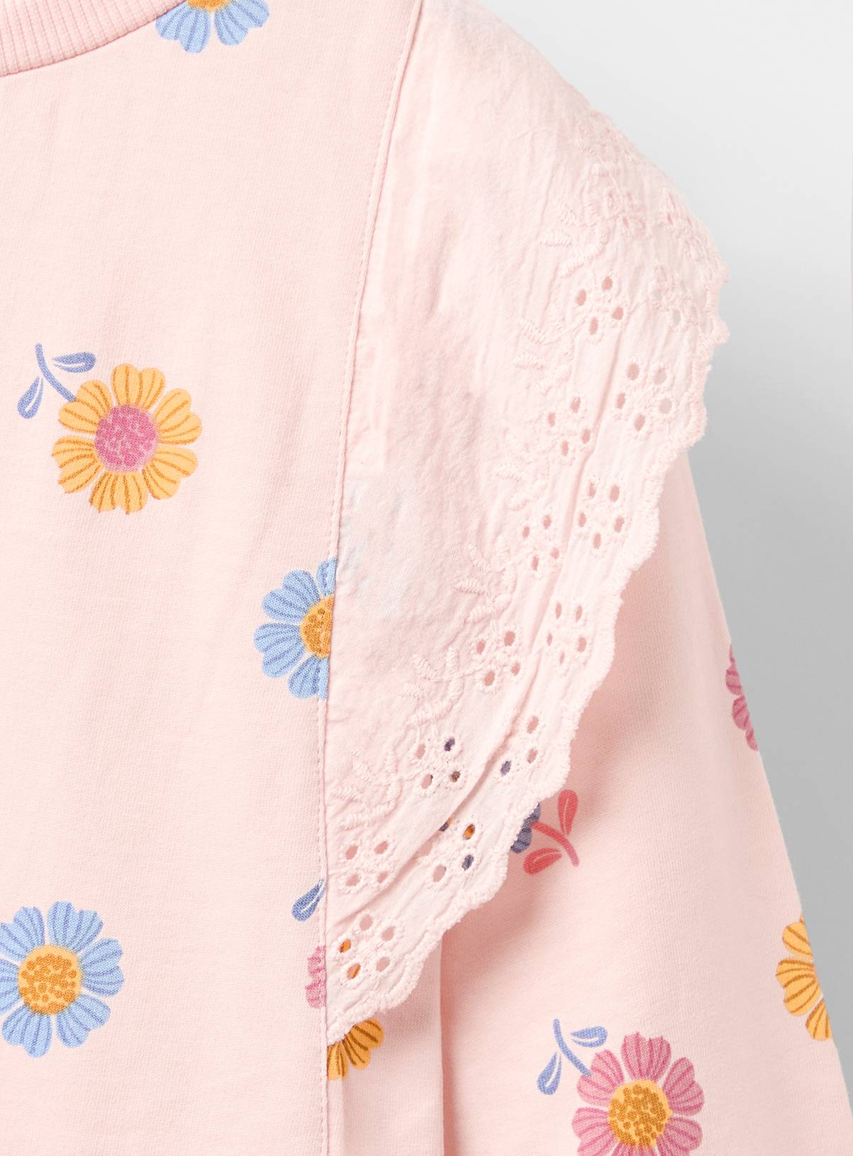 JOJO MAMAN BÉBÉ Floral Frill Shoulder Sweat Dress 3-4 Years - Image 4