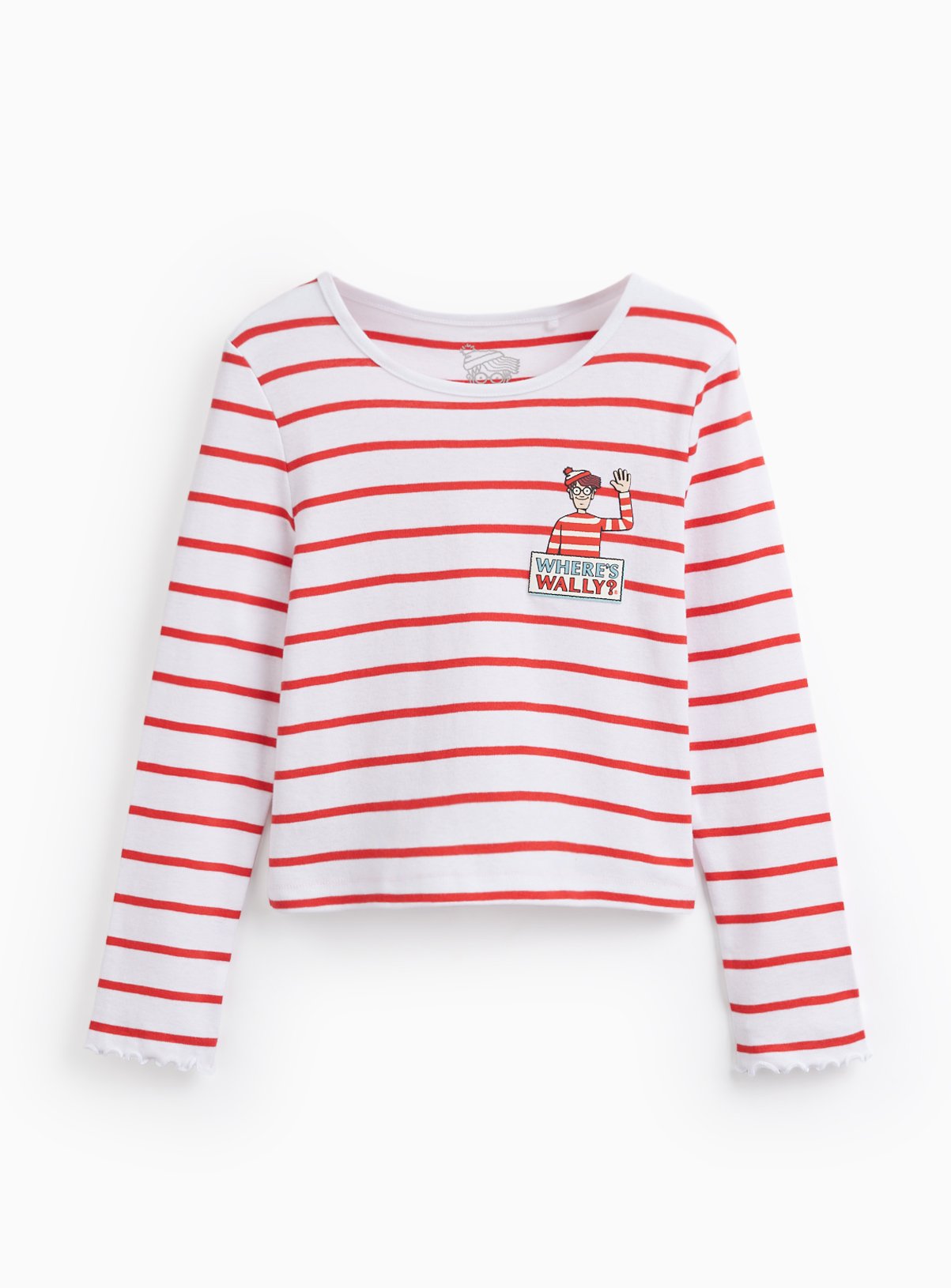 Red Stripe Where's Wally Graphic Long Sleeve Top 11 years - Image 1 thumbnail