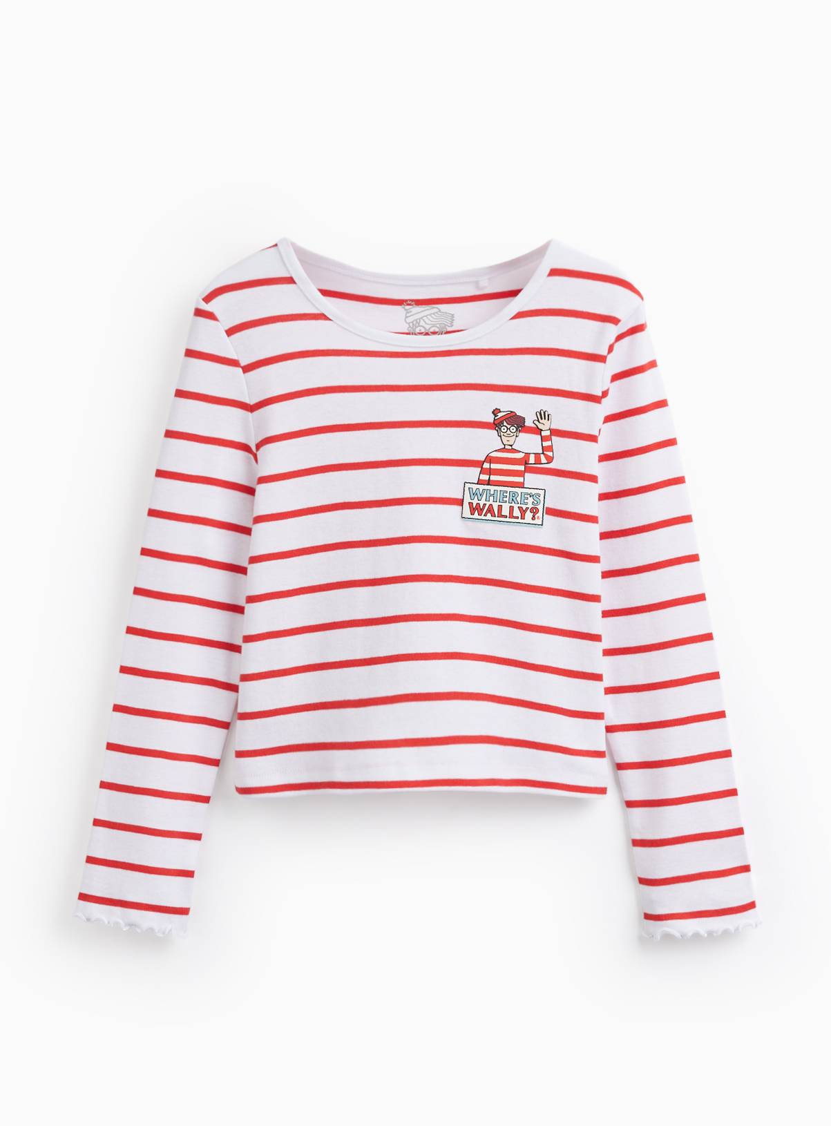 Red Stripe Where's Wally Graphic Long Sleeve Top 11 years - Image 1