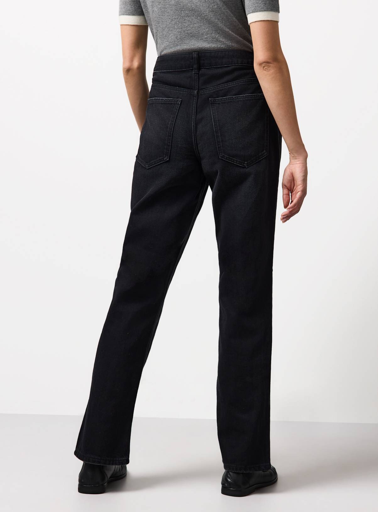 Washed Black Denim Relaxed Straight Leg Jeans 8L - Image 4