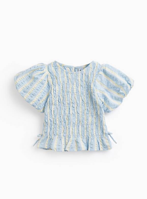 Blue Striped Woven Frill Detail Top 10 years