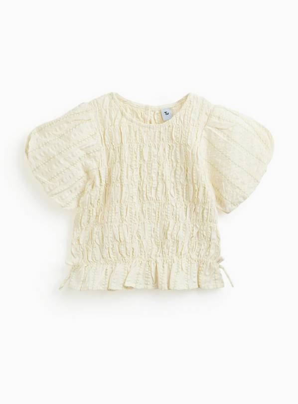 Cream Woven Frill Detail Top 6 years