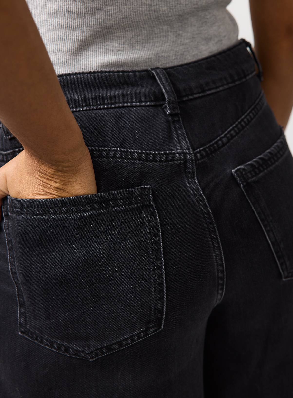 Washed Black Denim Flared Palazzo Jeans 14R - Image 3
