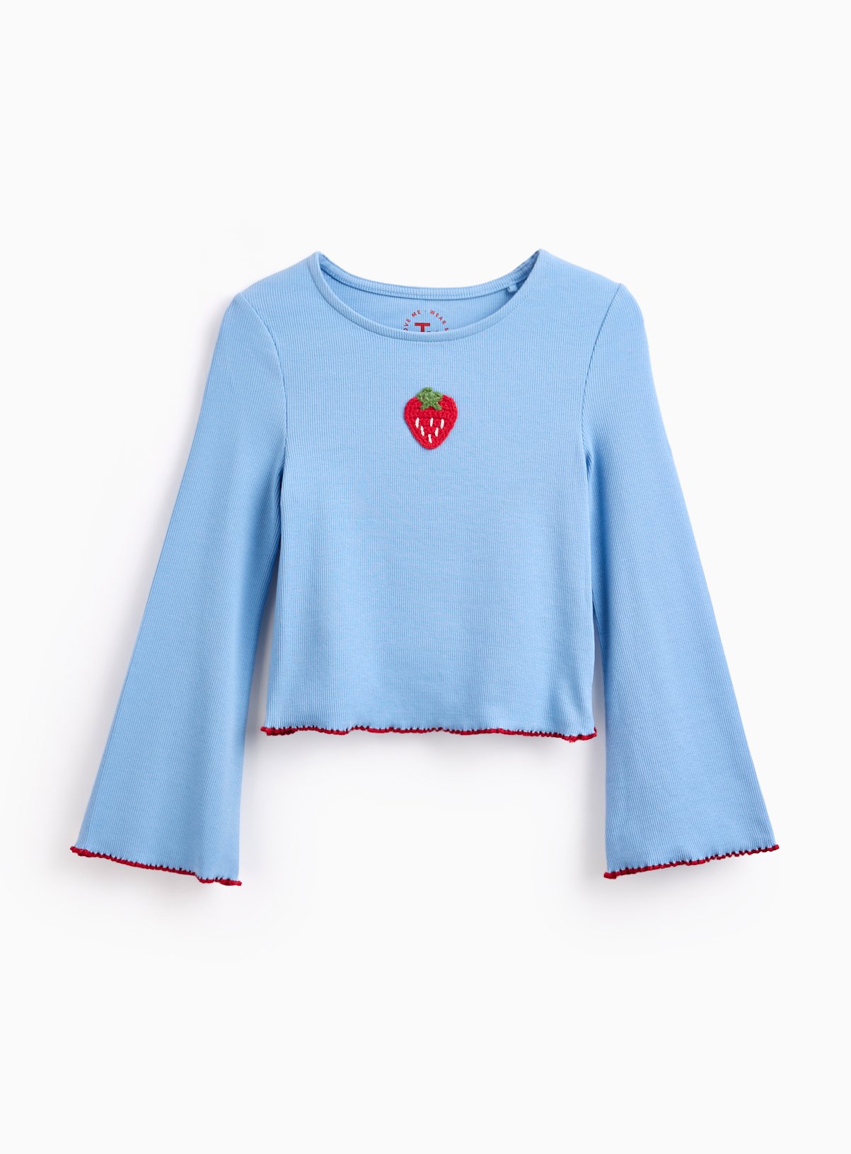 Blue Blue Strawberry Long Sleeve Ribbed Top - Tu by Sainsbury's