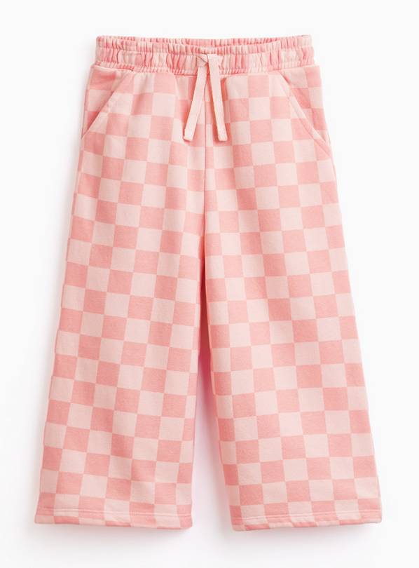 Pink Checkerboard Wide Leg Joggers 6-7 years