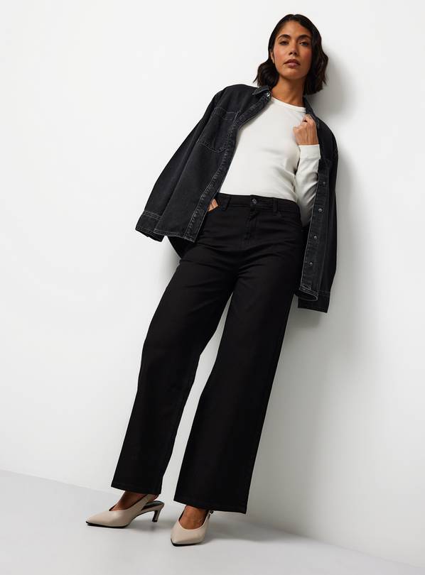 Black Wide Leg Denim Jeans 18R