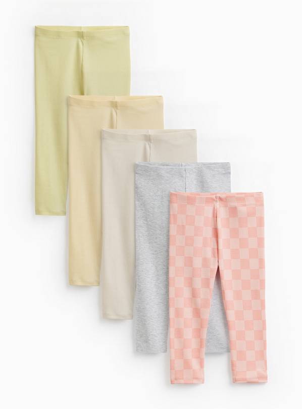 Cream Ribbed Leggings 5 Pack 5-6 years