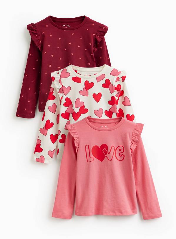 Heart Long Sleeve T-Shirts 3 Pack 1-2 years