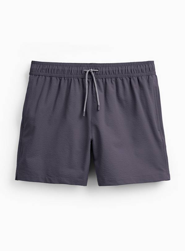 Grey Seersucker Woven Swimming Shorts XL