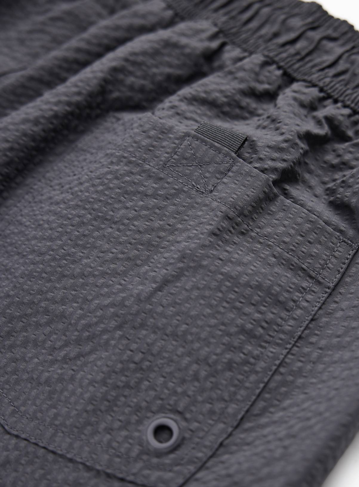 Grey Seersucker Woven Swimming Shorts M - Image 3