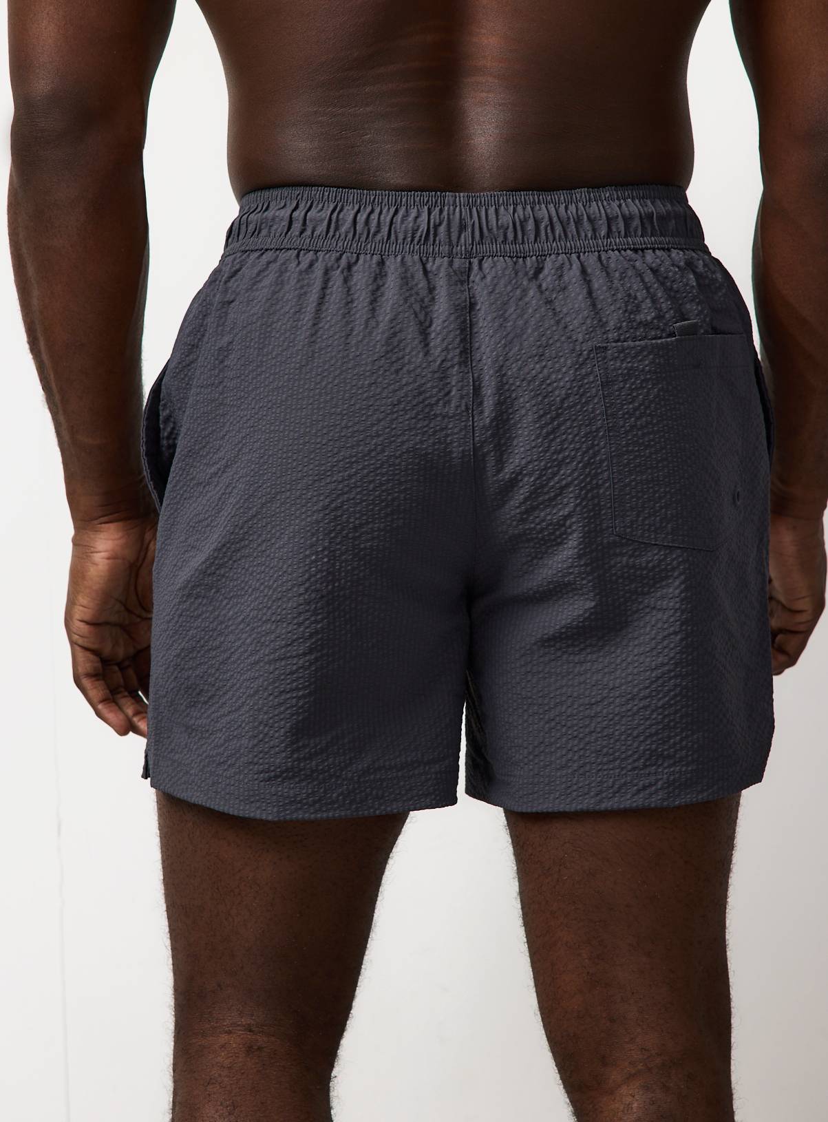 Grey Seersucker Woven Swimming Shorts M - Image 4