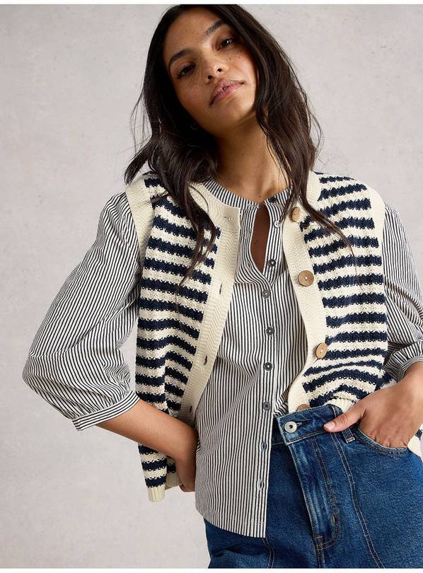 WHITE STUFF Sienna Stripe Button Tank XL