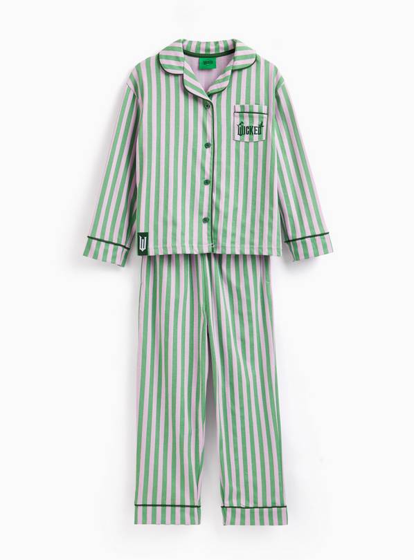 Mini Me Wicked Green & Pink Stripe Print Traditional Pyjamas 6-7 years