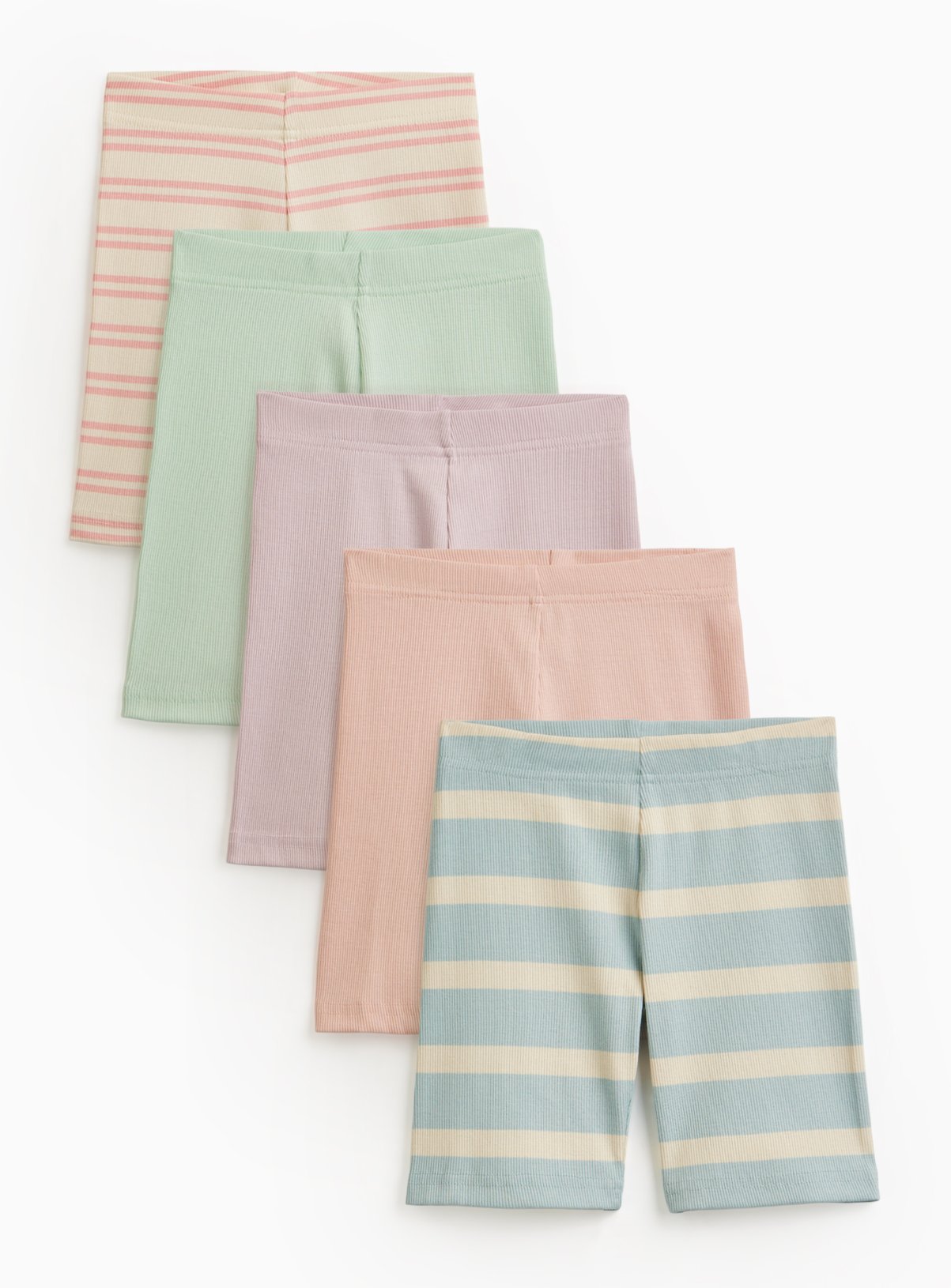 Multicoloured Striped Cycling Shorts 5 Pack 11 years - Image 1 thumbnail