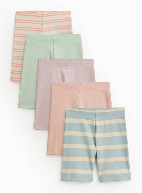 Multicoloured Striped Cycling Shorts 5 Pack 12 years