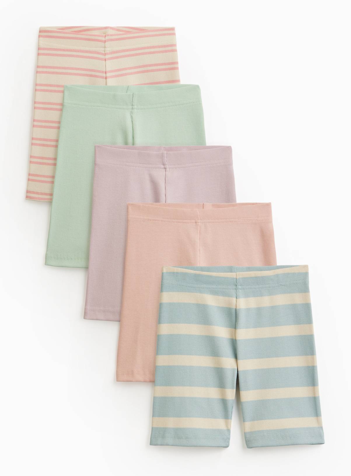 Multicoloured Striped Cycling Shorts 5 Pack 11 years - Image 1