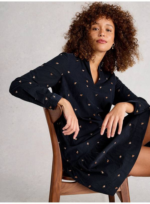 WHITE STUFF Daria Cord Embroidered Dress 8