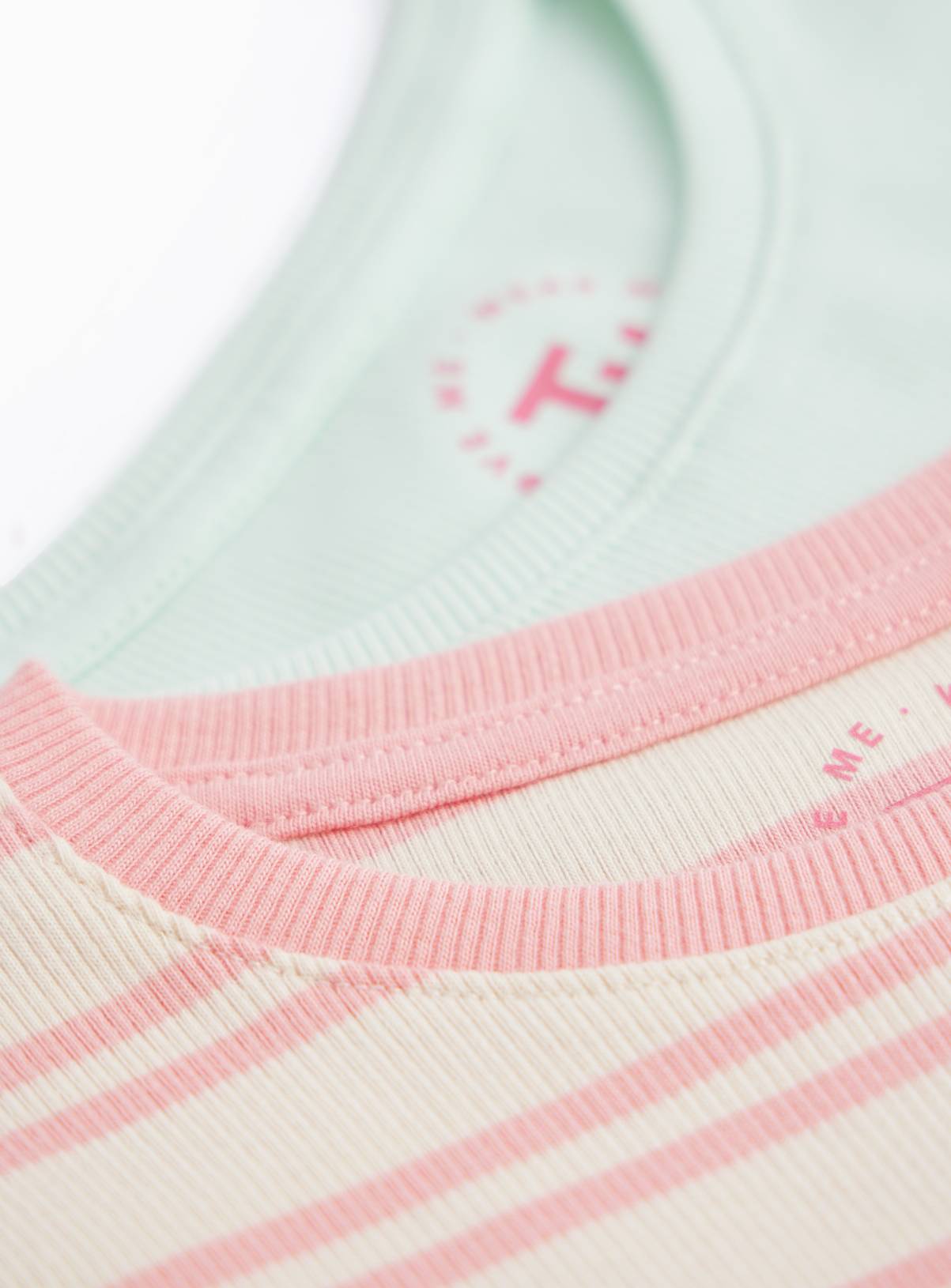 Pink Striped Ribbed Slim Fit T-Shirts 5 Pack 6 years - Image 2