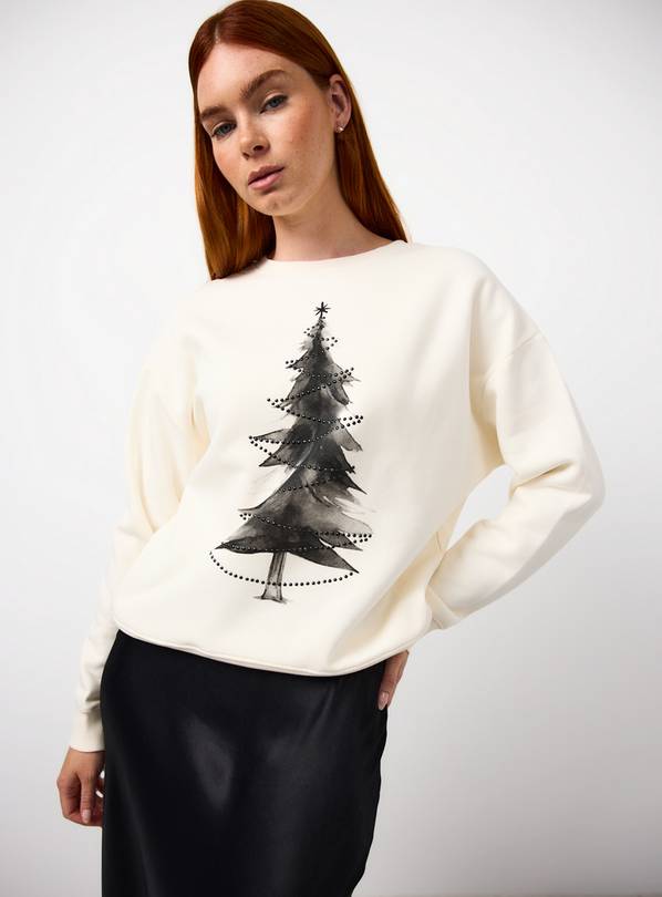 Christmas Tree Graphic Print Relaxed Fit Sweatshirt XXL