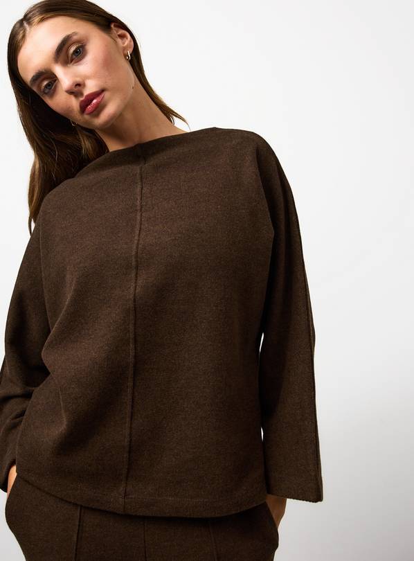 Brown Soft Touch Co-ord Batwing Top L