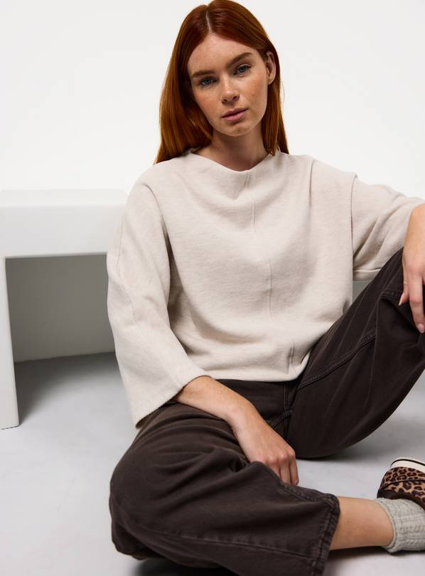 Oatmeal Soft Touch Batwing Top L