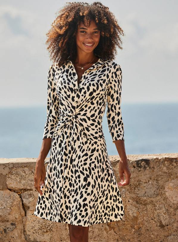 SOSANDAR Black & White Fleck Print Twist Front Shirt Dress 20