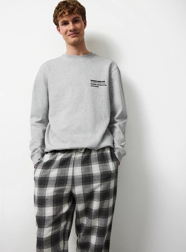 Grey Graphic Print Sweat Pyjama Set XXL