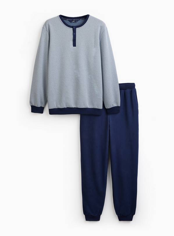 Navy Striped Soft Touch Pyjamas L