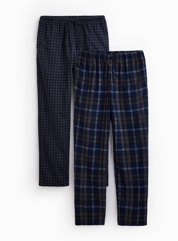 Check Printed Fleece Pyjama Bottoms 2 Pack M
