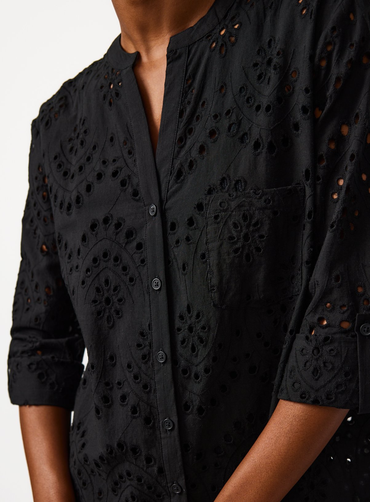 Black Lightweight Boho Pattern Beach Shirt XS - Image 3 thumbnail
