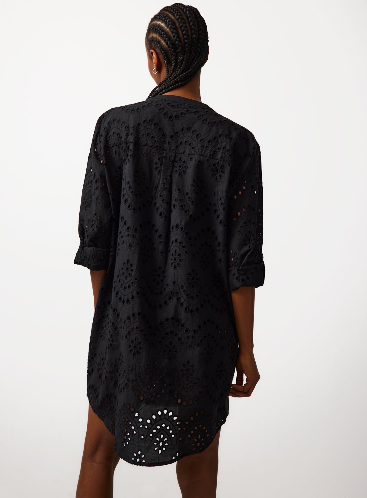 Black Lightweight Boho Pattern Beach Shirt XS - Image 4 thumbnail
