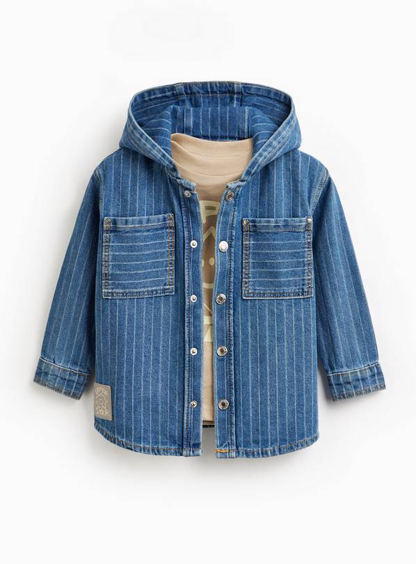 Stonewashed Bleached Stripe Denim Overshirt & T-Shirt 1-2 years