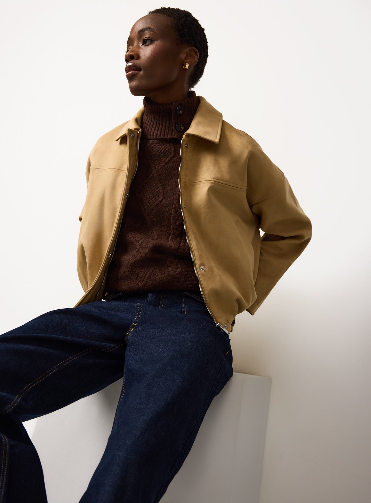 The Tan Bubble Hem Jacket XL - Image 2 thumbnail