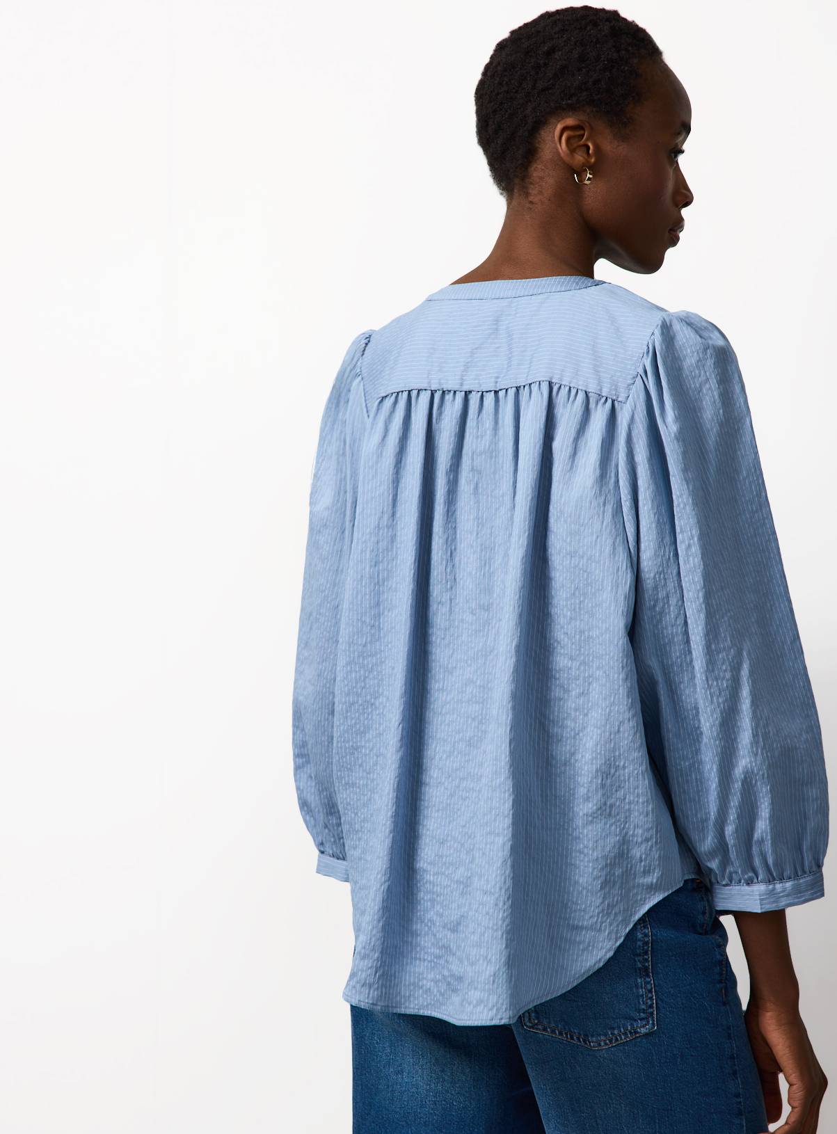 Blue 3/4 Stripe Button Through Blouse 10 - Image 4