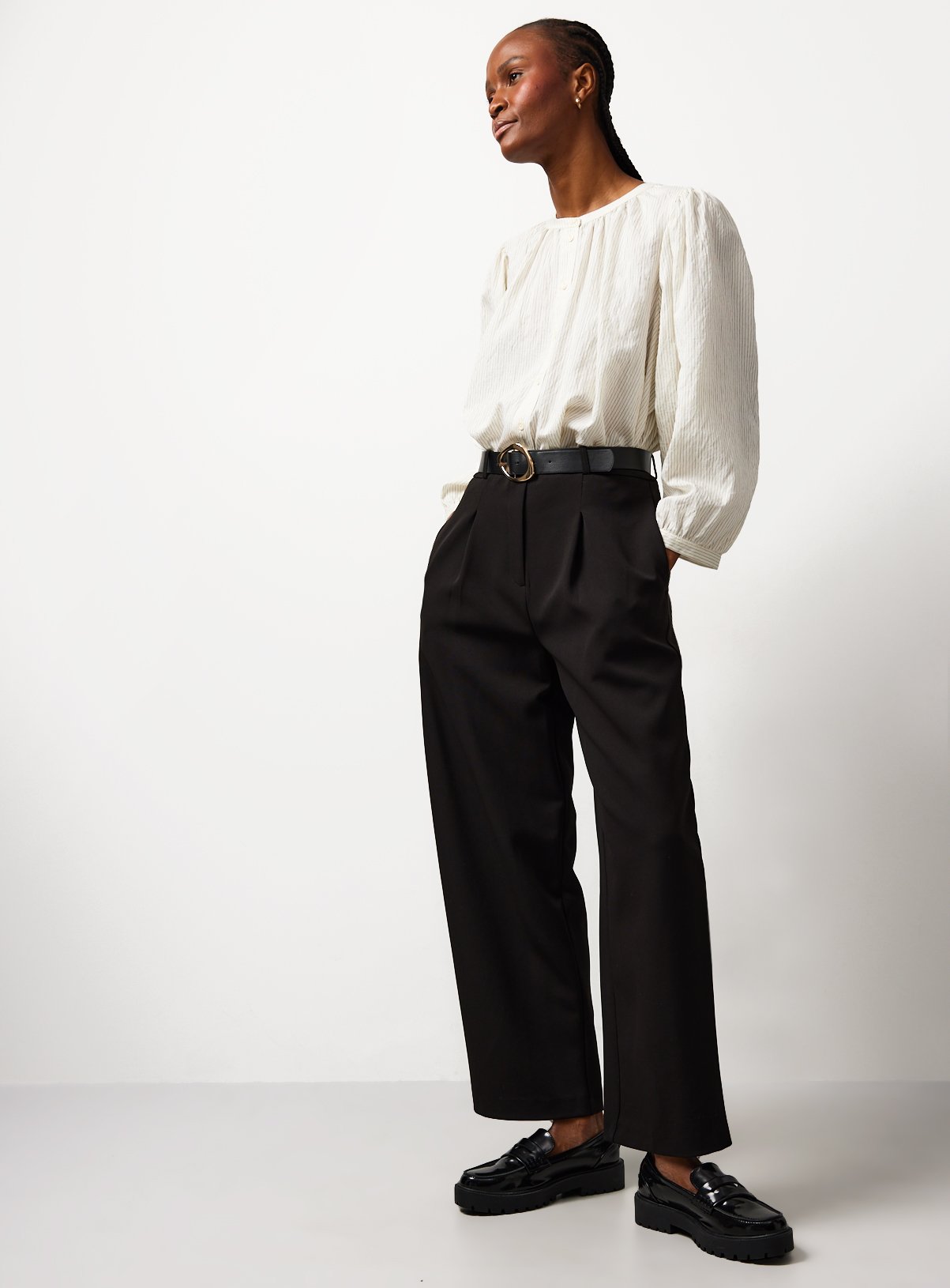Cream 3/4 Stripe Button Through Blouse 10 - Image 2 thumbnail