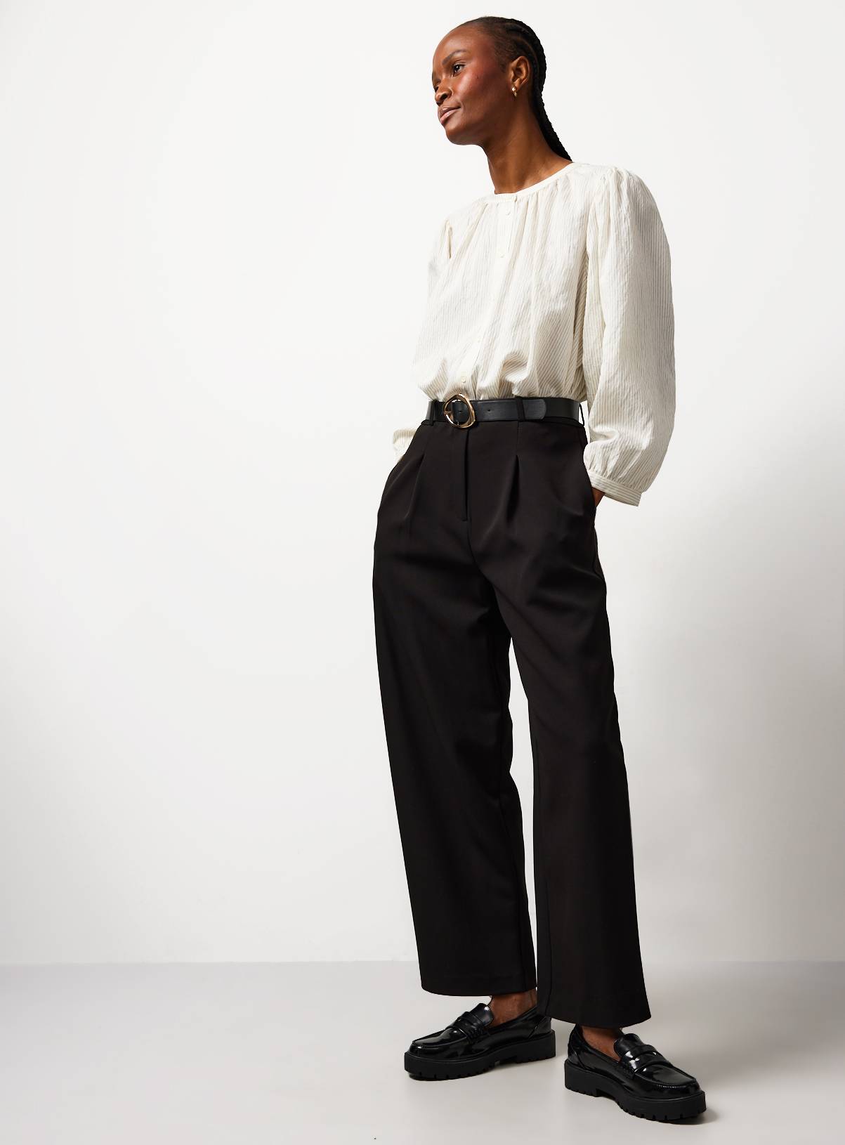 Cream 3/4 Stripe Button Through Blouse 10 - Image 2